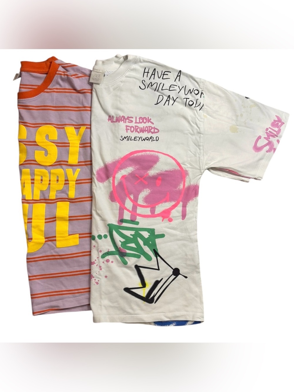 Zara Kids SmileyWorld Graphic T-Shirt Bundle Size 13-14 Oversized Streetwear